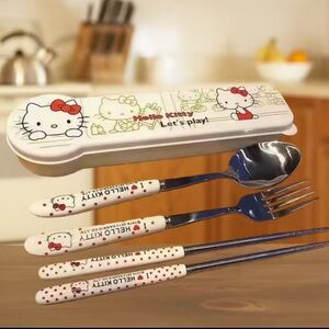 Sanrio Hello Kitty Fork, Spoon & Chopsticks Set